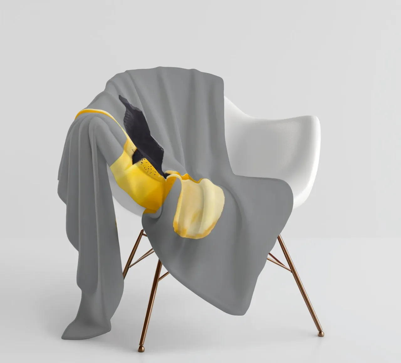 Banana nera sbucciata coperta in pile da arizrab
