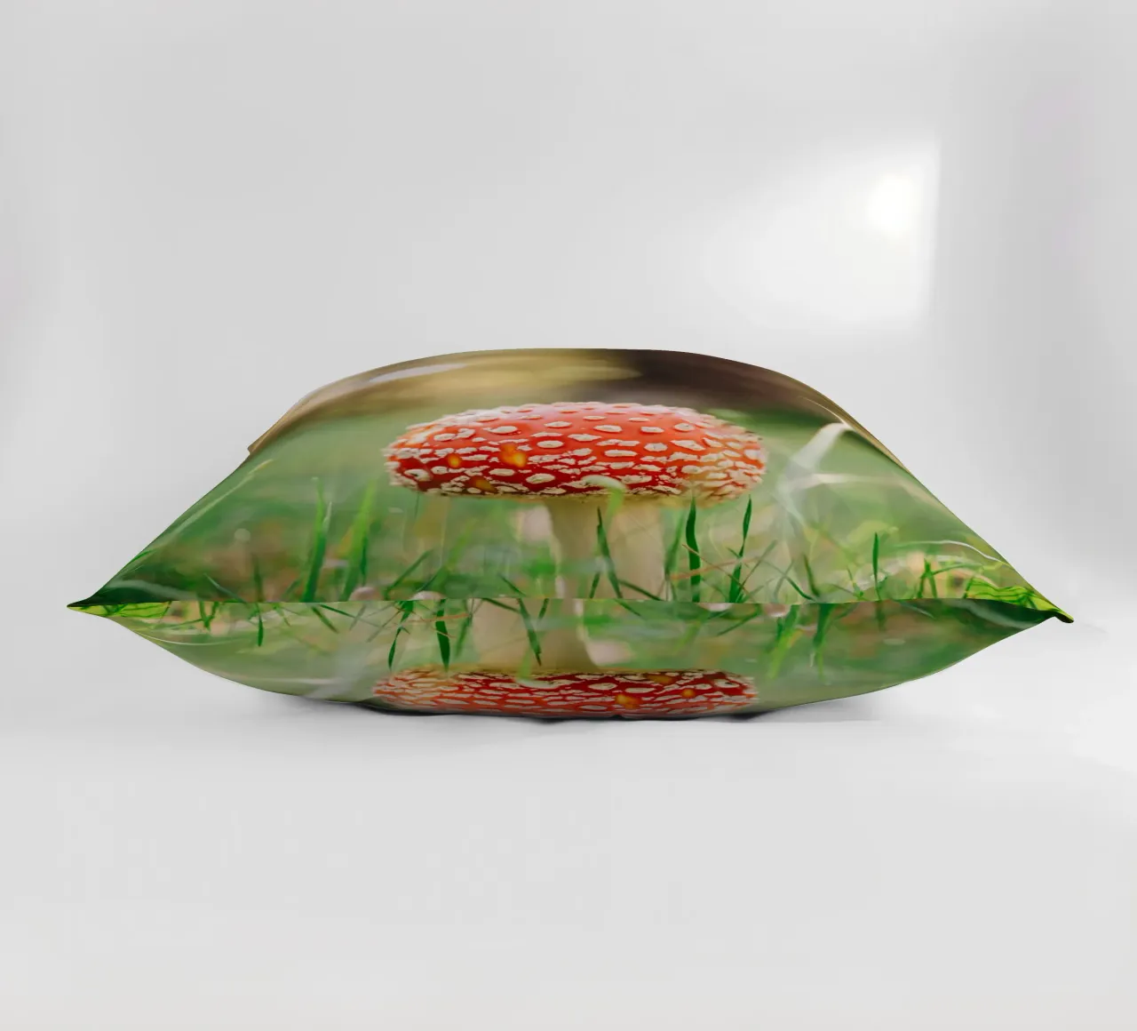 Fly agaric in the forest - mushroom photography in autumn decorative cushion by Bold and Retro