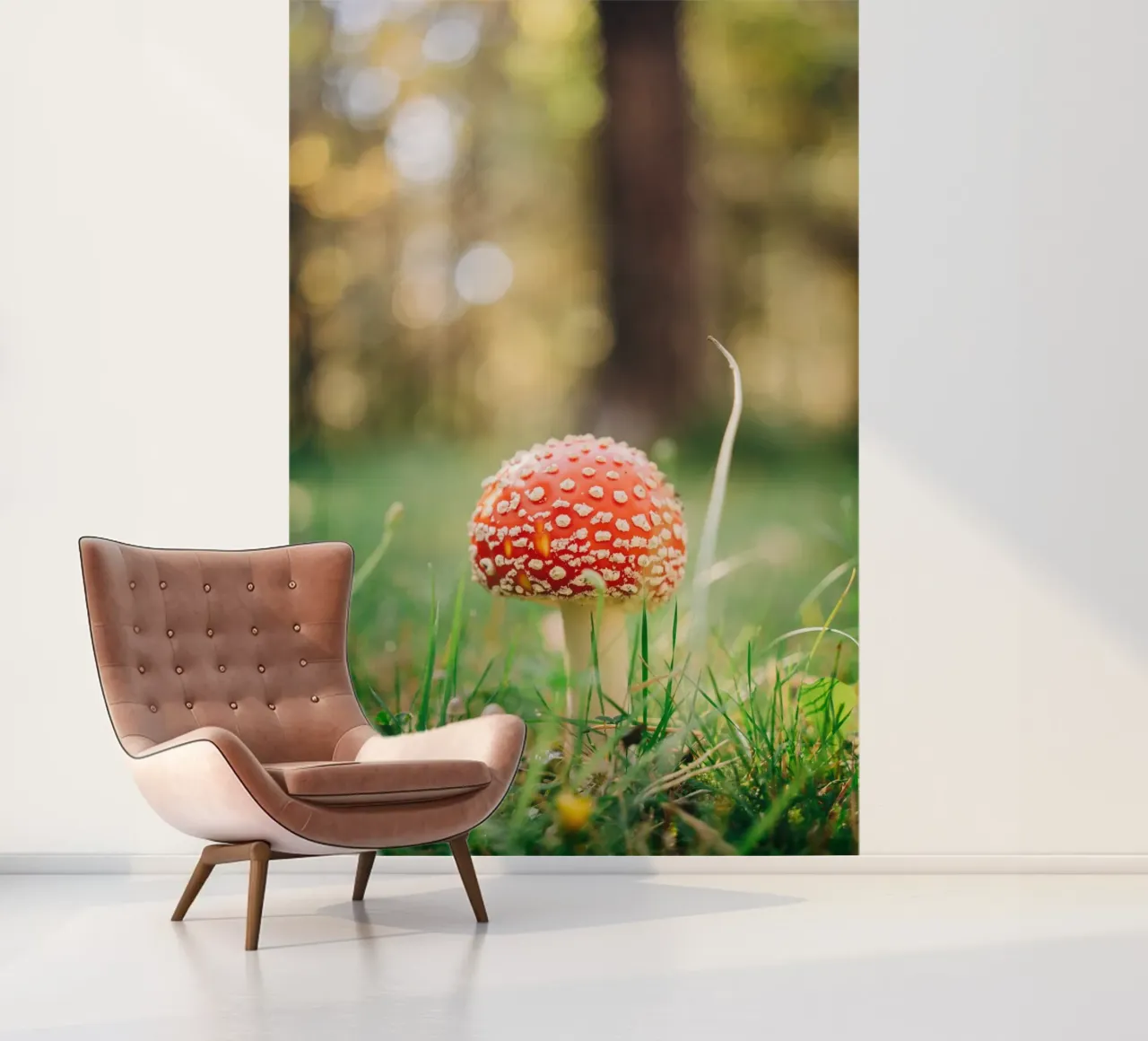 Fly agaric in the forest - mushroom photography in autumn photo wallpaper by Bold and Retro