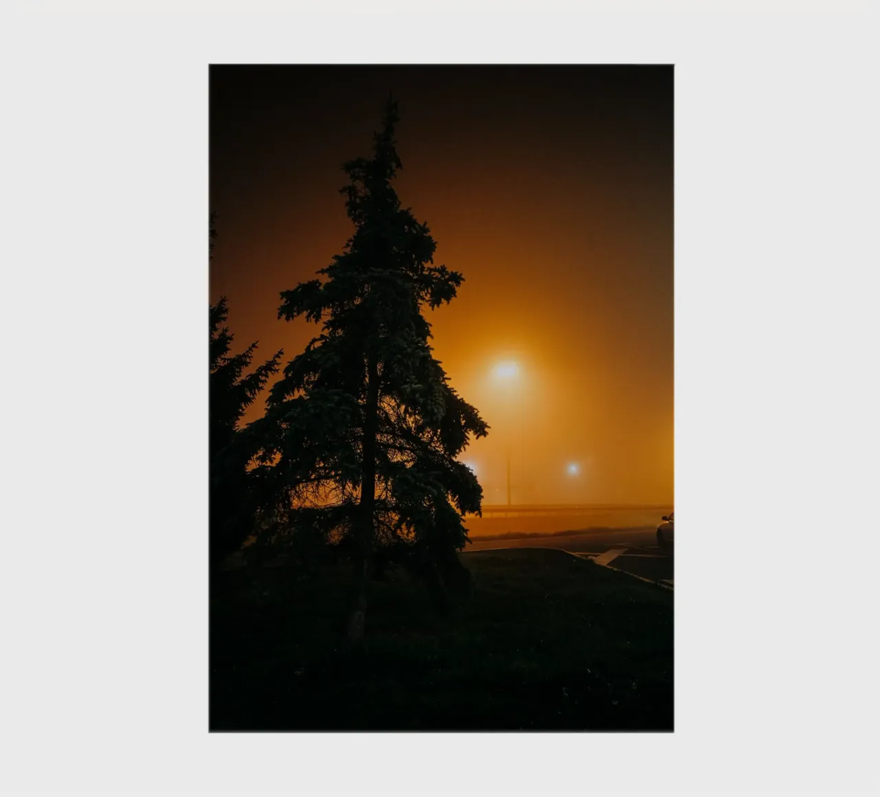 Fog photo, gloomy & moody atmosphere on motorway car park notebook by Bold and Retro