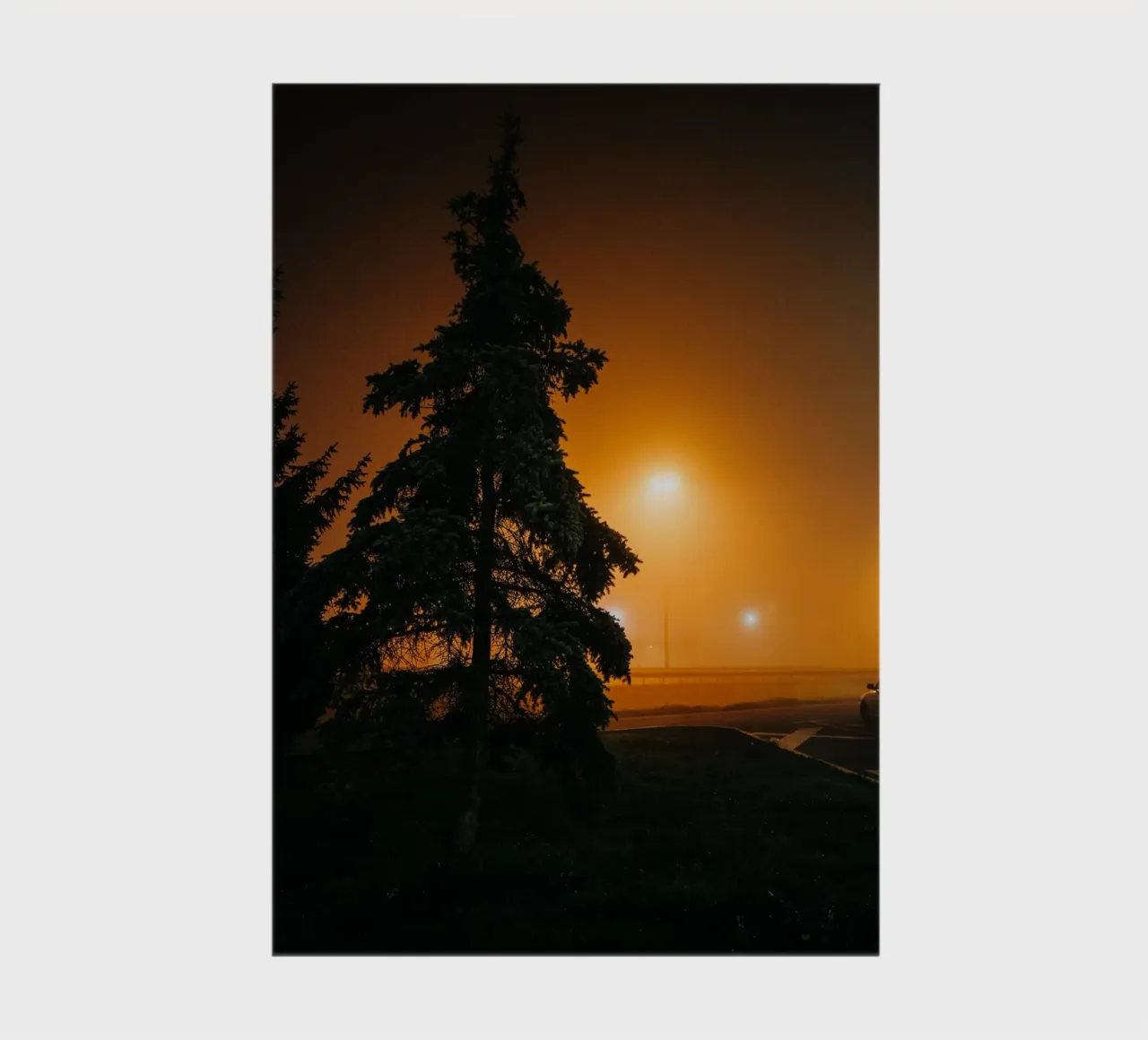 Fog photo, gloomy & moody atmosphere on motorway car park notebook by Bold and Retro