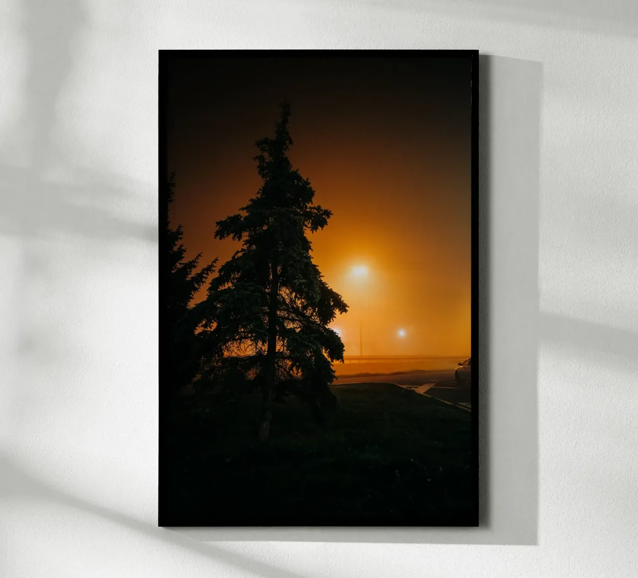 Fog photo, gloomy & moody atmosphere on motorway car park hahnemühle by Bold and Retro