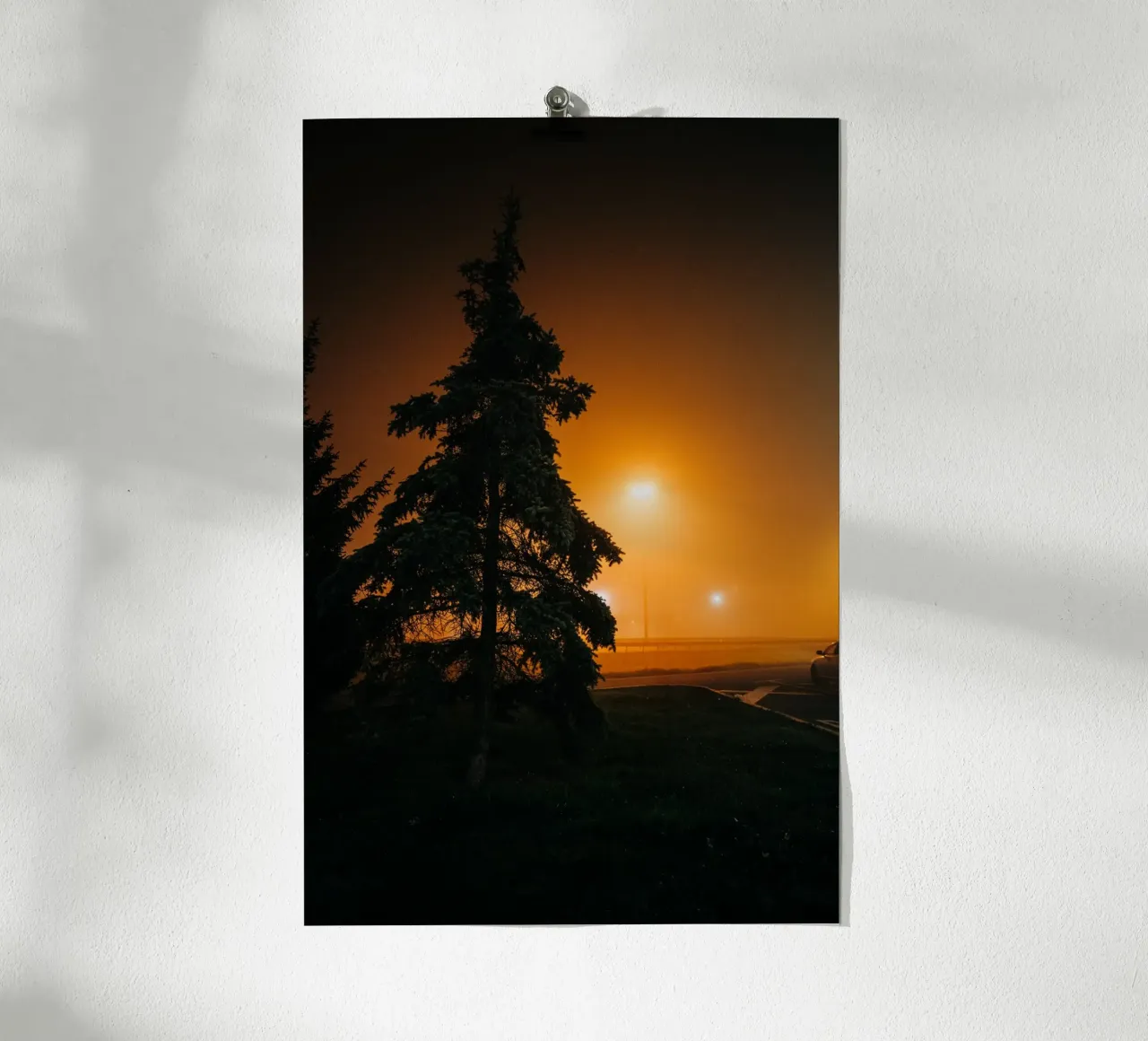 Fog photo, gloomy & moody atmosphere on motorway car park hahnemühle by Bold and Retro