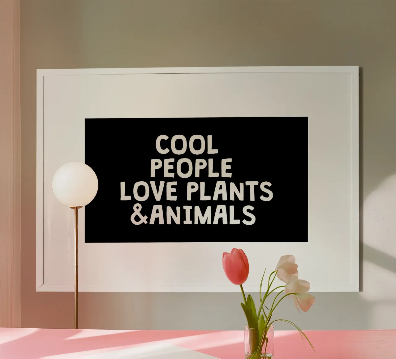 Cool people love plants and animals poster con telaio in legno da happieeagle