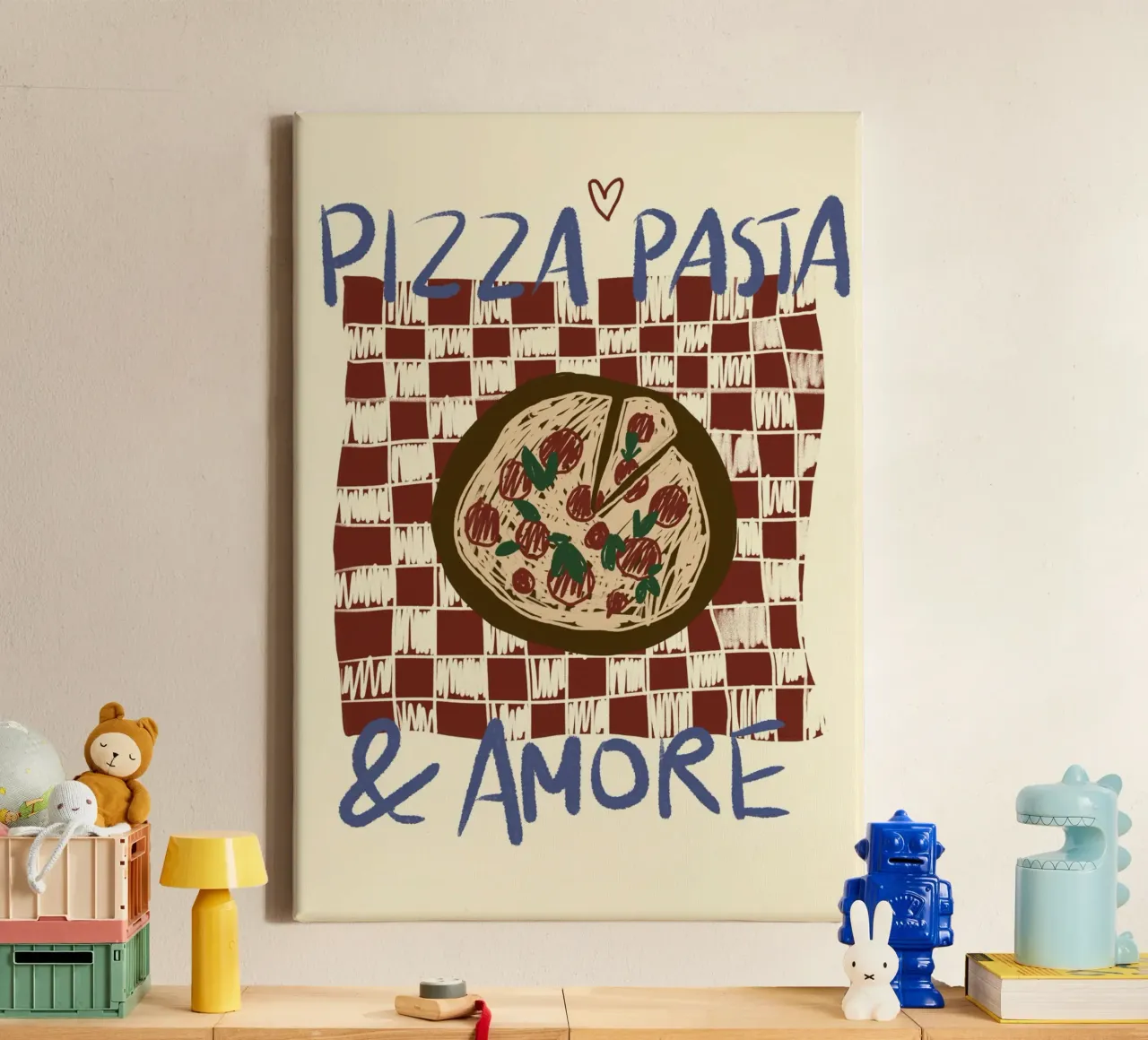 Pizza Pasta & Amore tela con Cornice a cassetta da Studio Dolci