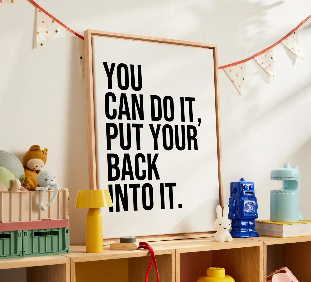 You can do it put your back it quote canvas by Paigaam Studio