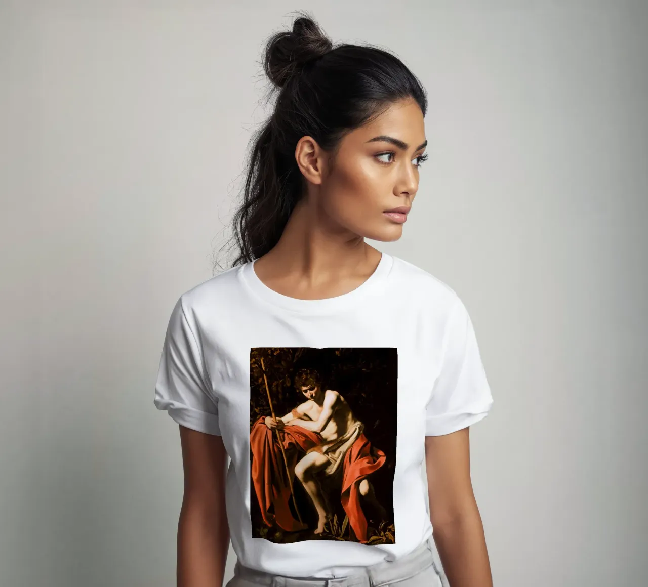 Caravaggio - Johannes der Täufer in der Wüste, 1604 T-Shirt von Timeless Artworks