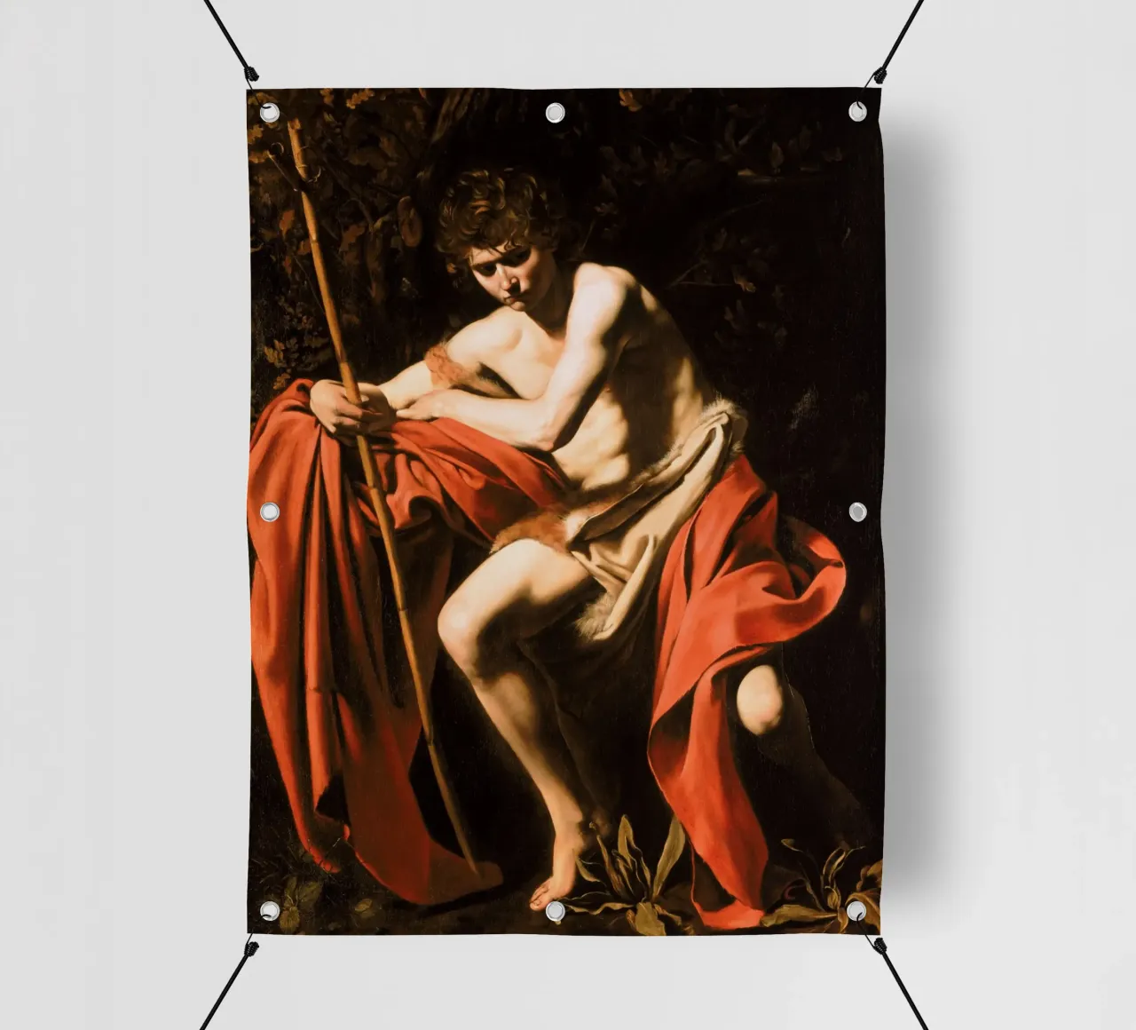 Caravaggio - Johannes der Täufer in der Wüste, 1604 PVC Plane von Timeless Artworks