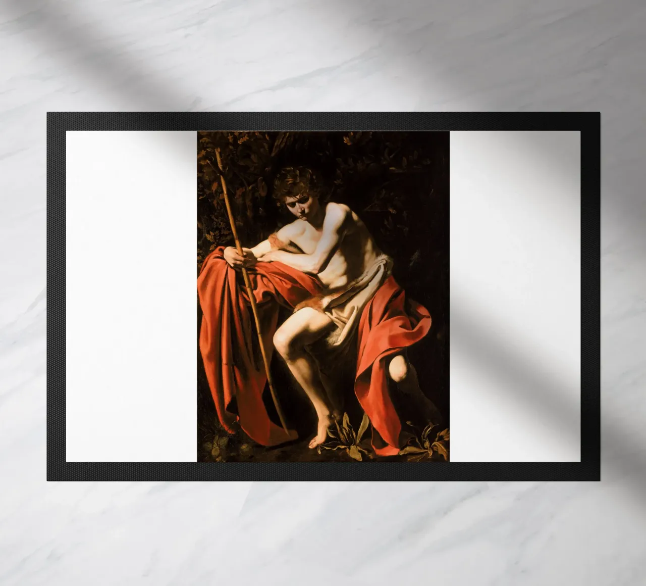 Caravaggio - Johannes der Täufer in der Wüste, 1604 Fußmatte von Timeless Artworks