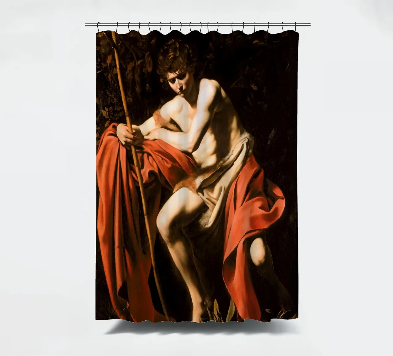 Caravaggio - Johannes der Täufer in der Wüste, 1604 Duschvorhang von Timeless Artworks