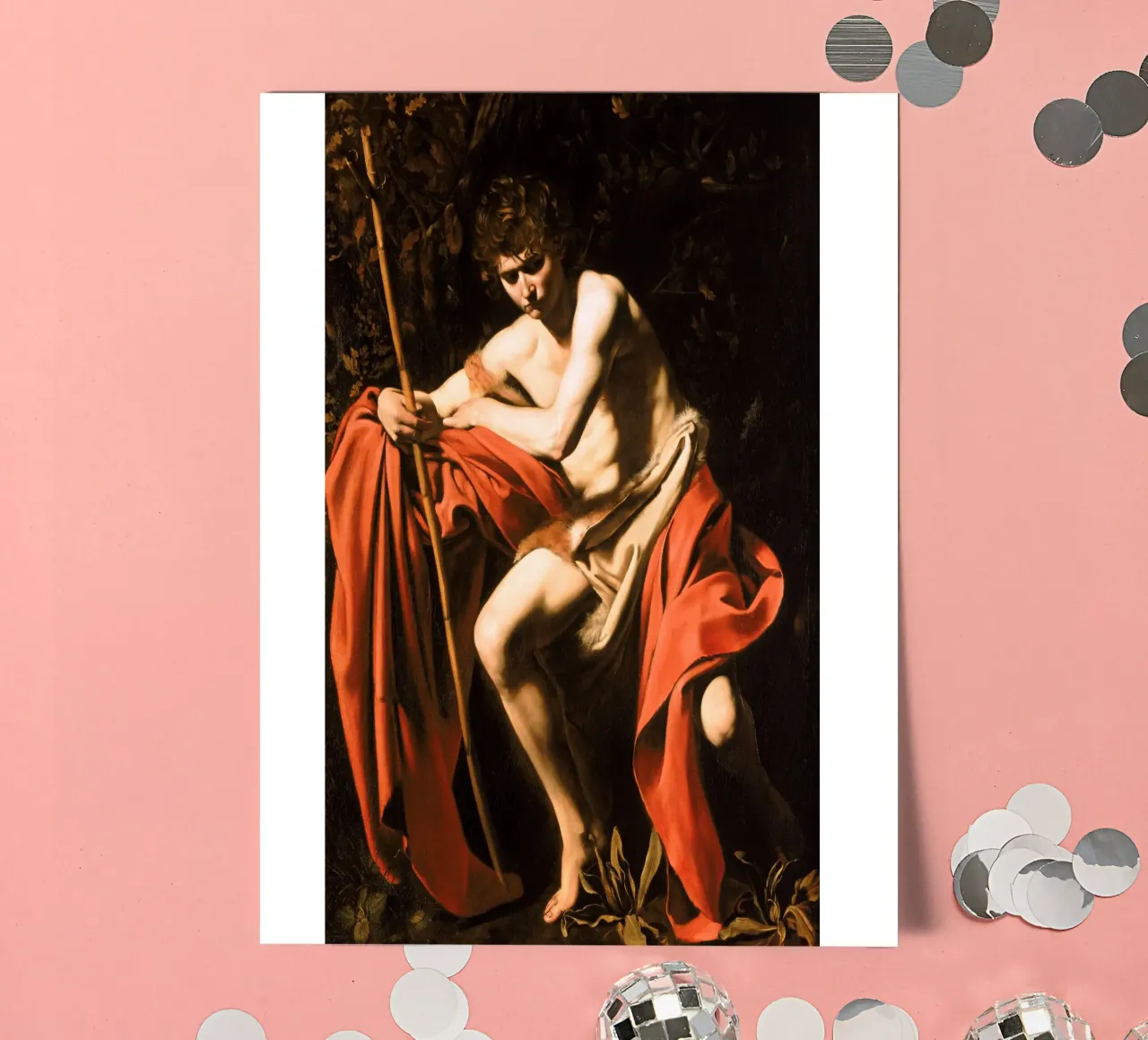 Caravaggio - Johannes der Täufer in der Wüste, 1604 Stickerbogen von Timeless Artworks