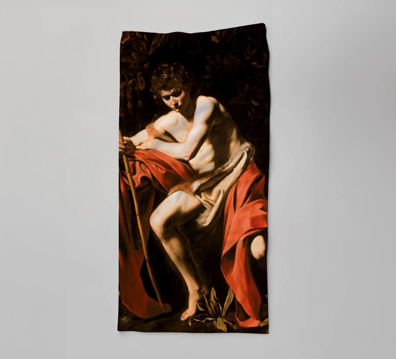 Caravaggio - John the Baptist in the Wilderness, 1604 towel by Timeless Artworks