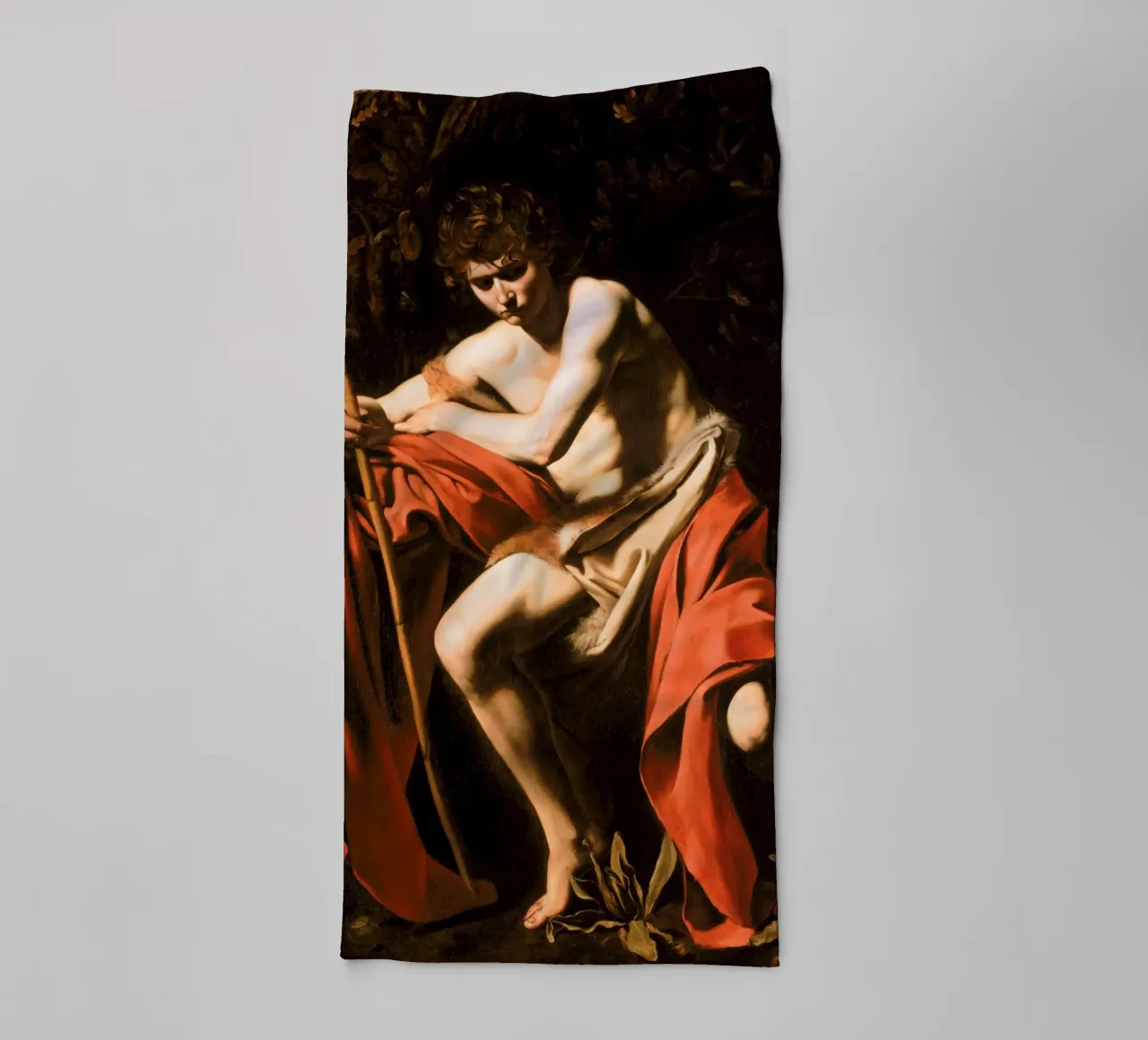 Caravaggio - Johannes der Täufer in der Wüste, 1604 Handtuch von Timeless Artworks