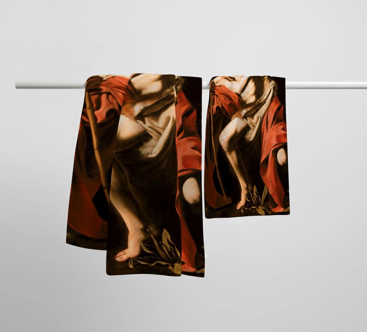 Caravaggio - John the Baptist in the Wilderness, 1604 towel by Timeless Artworks