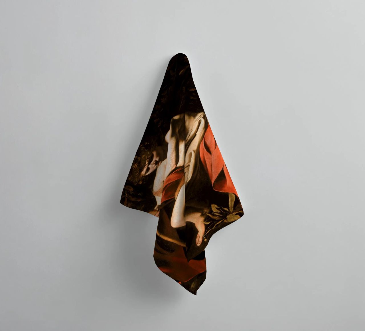 Caravaggio - John the Baptist in the Wilderness, 1604 towel by Timeless Artworks