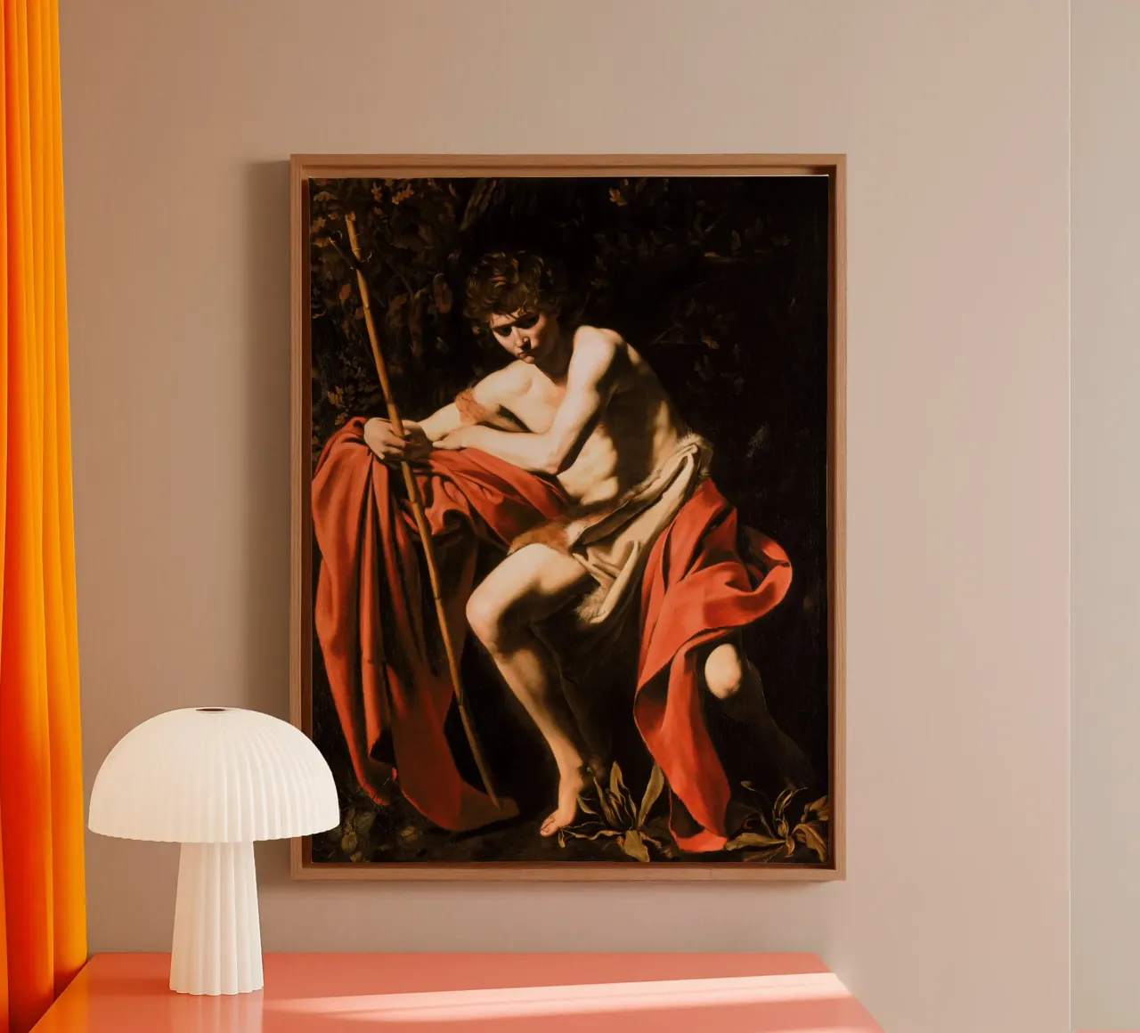 Caravaggio - Johannes der Täufer in der Wüste, 1604 Leinwand mit Schattenfugenrahmen von Timeless Artworks