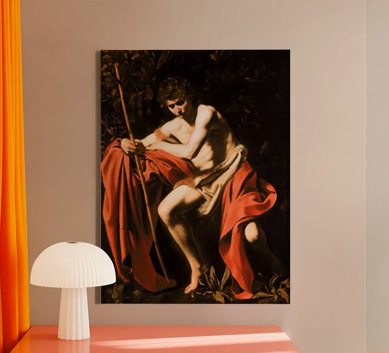 Caravaggio - Johannes der Täufer in der Wüste, 1604 Leinwand mit Schattenfugenrahmen von Timeless Artworks