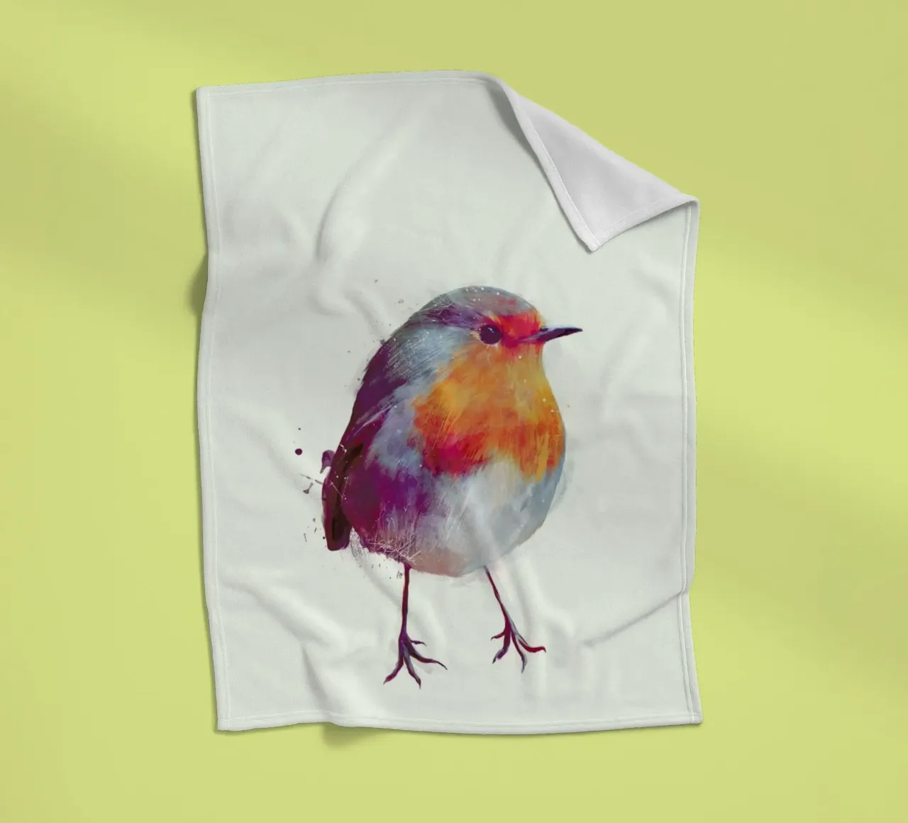 Winter Robin fleece blanket by Amy Hamilton