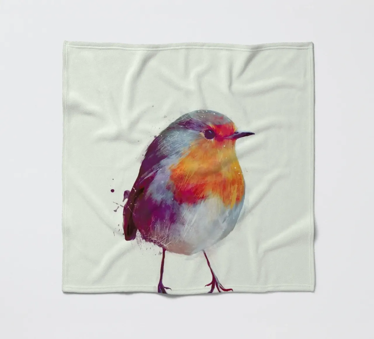Winter Robin fleece blanket by Amy Hamilton