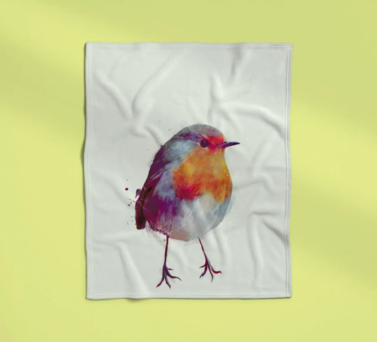 Winter Robin fleece blanket by Amy Hamilton