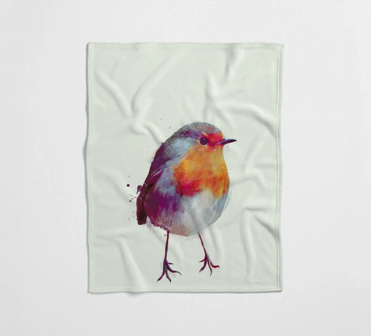 Winter Robin fleece blanket by Amy Hamilton