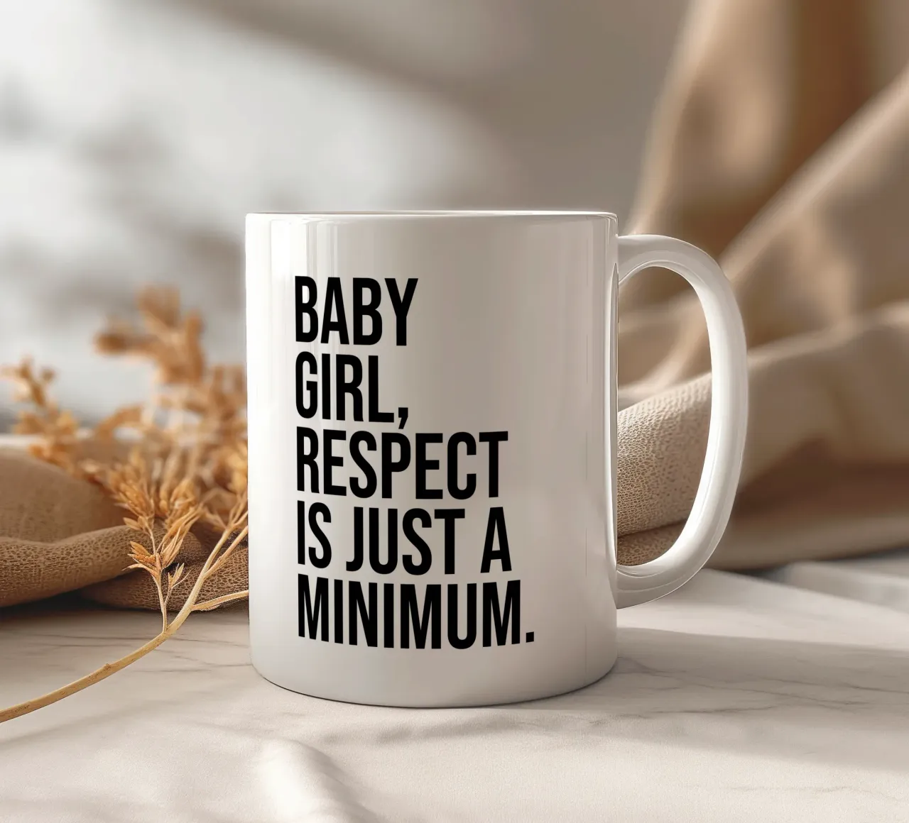 Le respect n'est qu'un minimum mug en céramique de Paigaam Studio