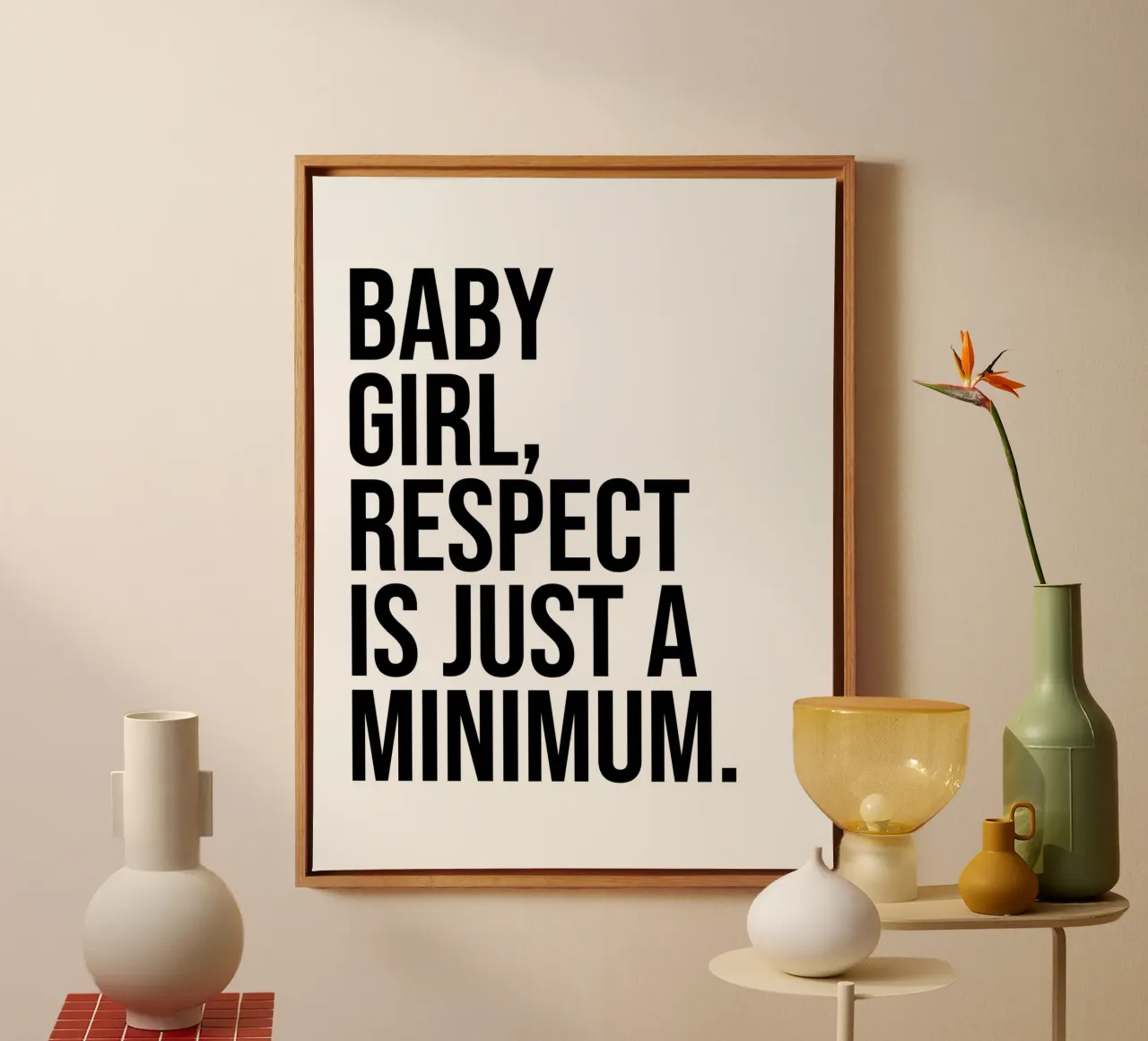 Respect is just a minimum quote canvas by Paigaam Studio