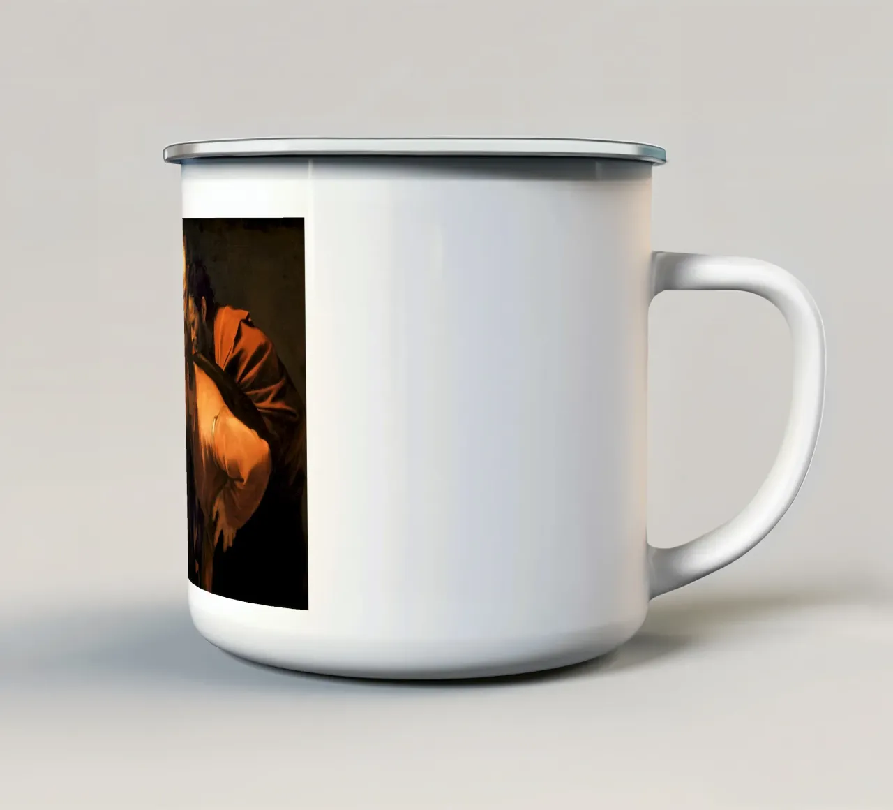 Caravaggio - L'incredulità di San Tommaso, 1609 tazza in smalto da Timeless Artworks
