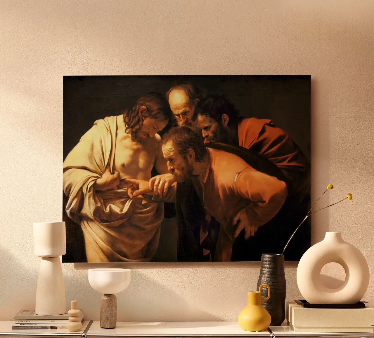 Caravaggio - Die Unglaubwürdigkeit des Heiligen Thomas, 1609 Alu-Dibond von Timeless Artworks