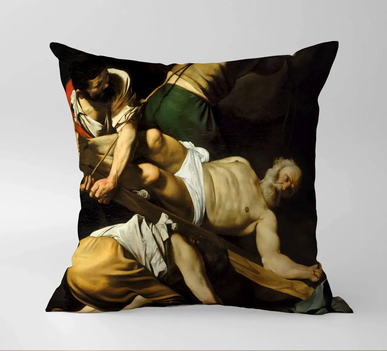 Caravaggio - La crocifissione di San Pietro, 1601 cuscino da Timeless Artworks