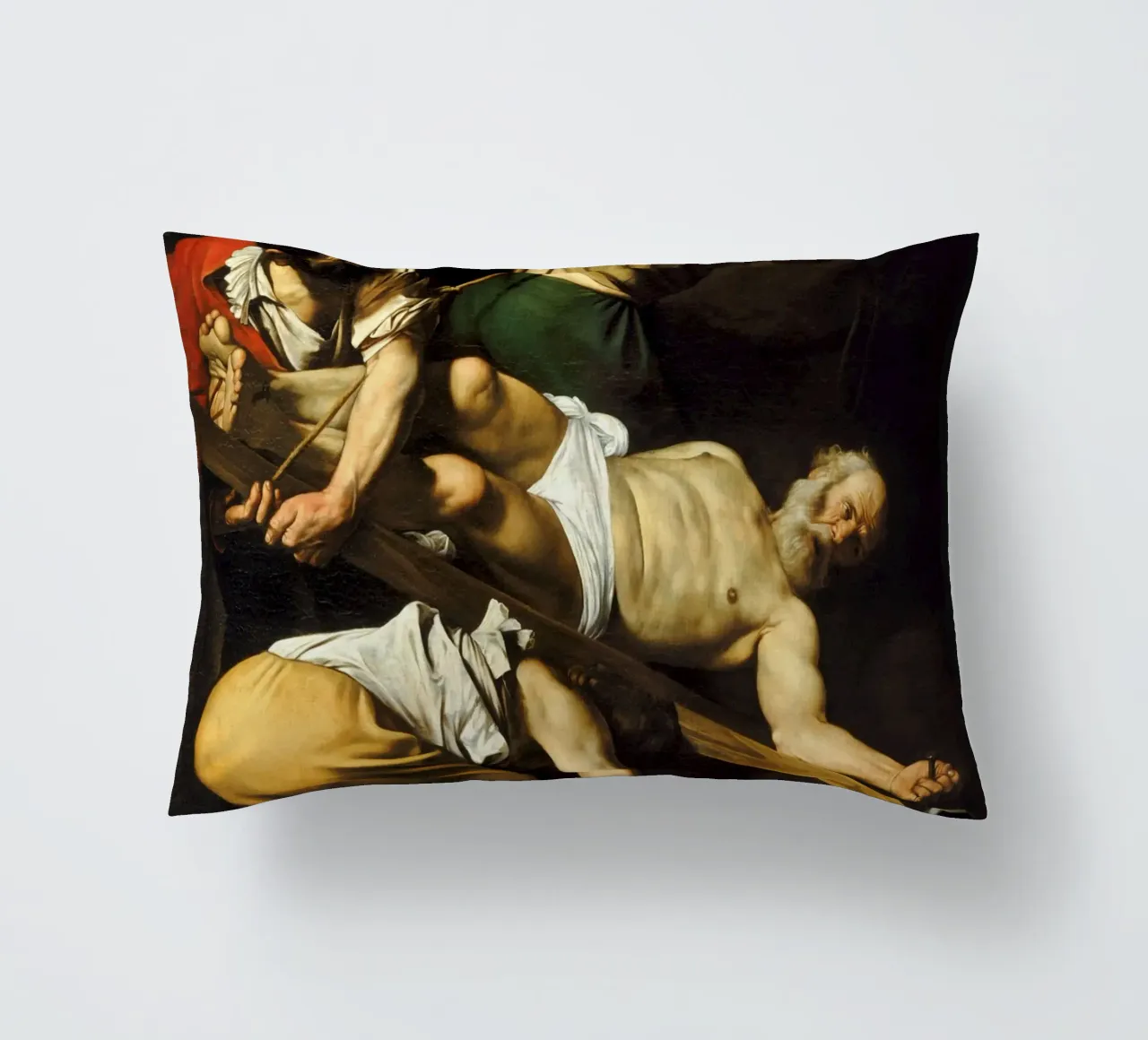 Caravaggio - La crocifissione di San Pietro, 1601 cuscino da Timeless Artworks