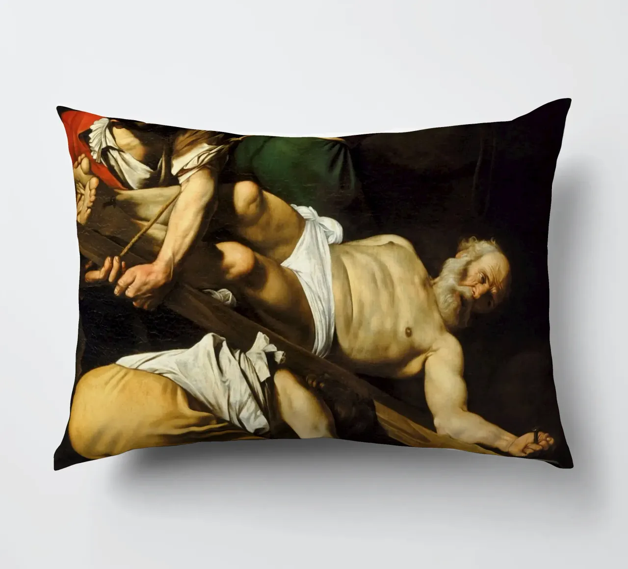Caravaggio - La crocifissione di San Pietro, 1601 cuscino da Timeless Artworks