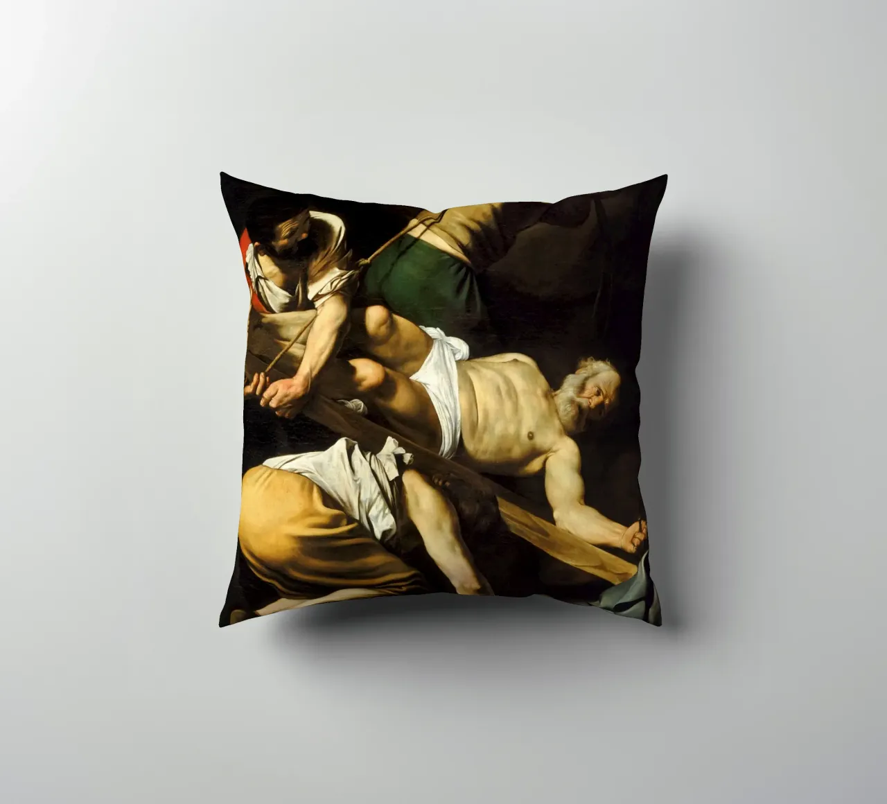 Caravaggio - La crocifissione di San Pietro, 1601 cuscino da Timeless Artworks