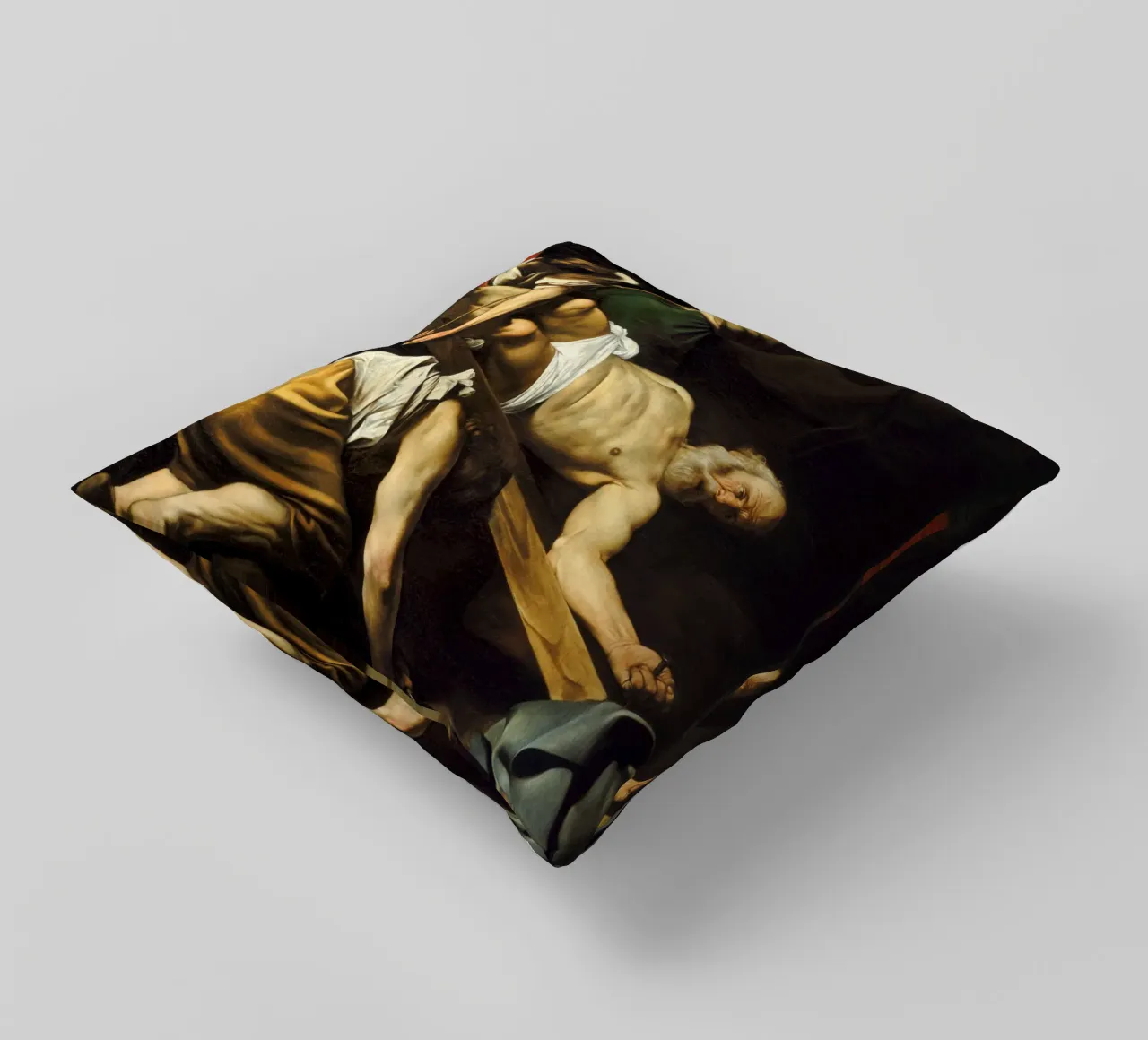 Caravaggio - La crocifissione di San Pietro, 1601 cuscino da Timeless Artworks