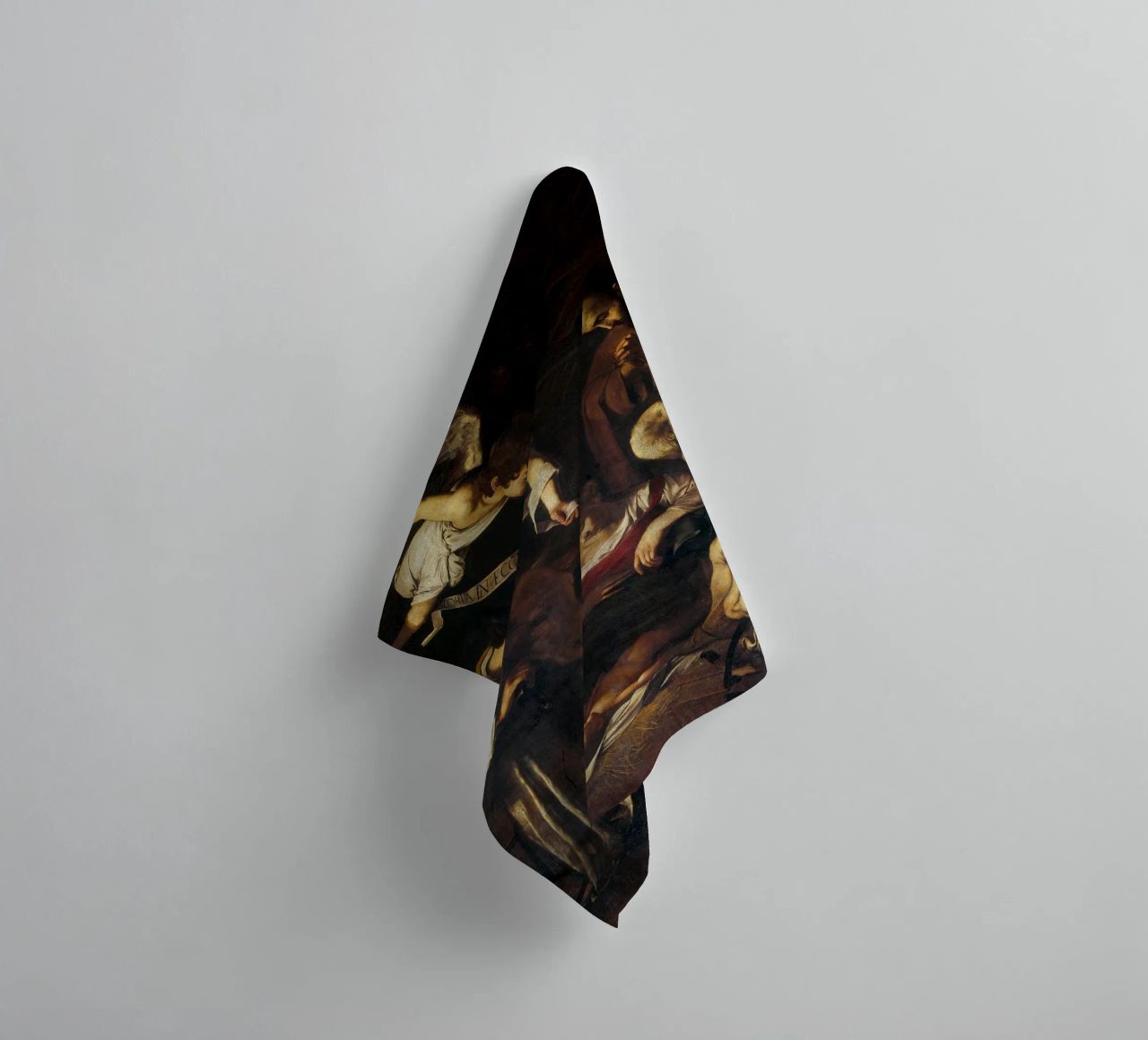 Caravaggio - Nativity with St. Francis towel by Timeless Artworks