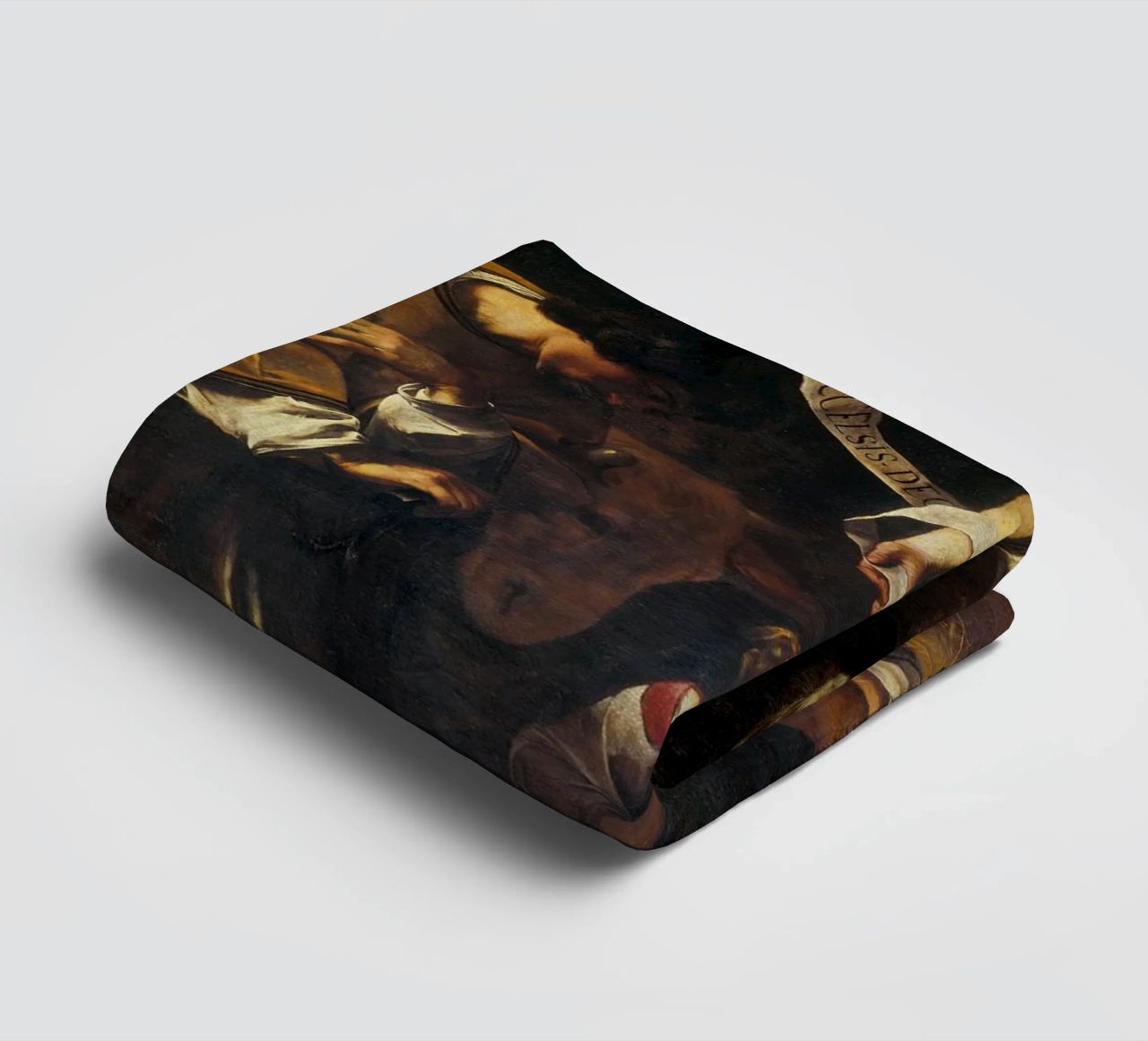 Caravaggio - Nativity with St. Francis towel by Timeless Artworks