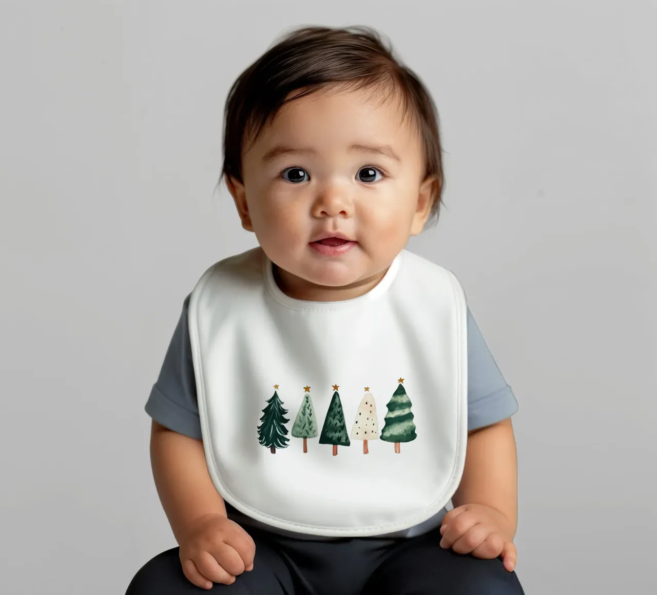 Cute Christmas Trees (Without Background) bavaglino da treechild
