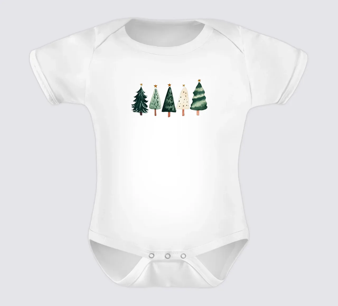 Cute Christmas Trees (Without Background) body neonato maniche corte da treechild
