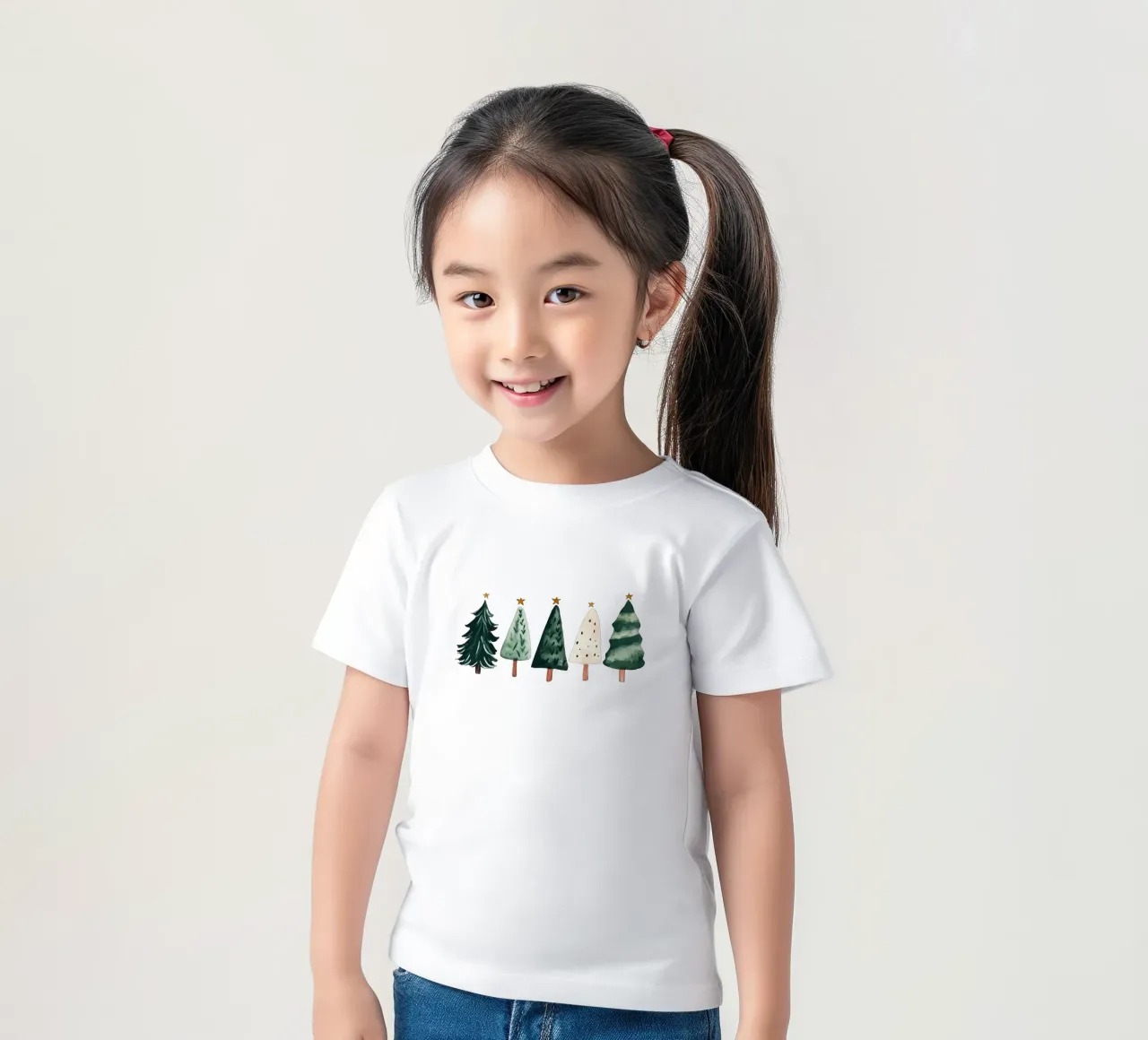 Cute Christmas Trees (Without Background) t-shirt bambini da treechild