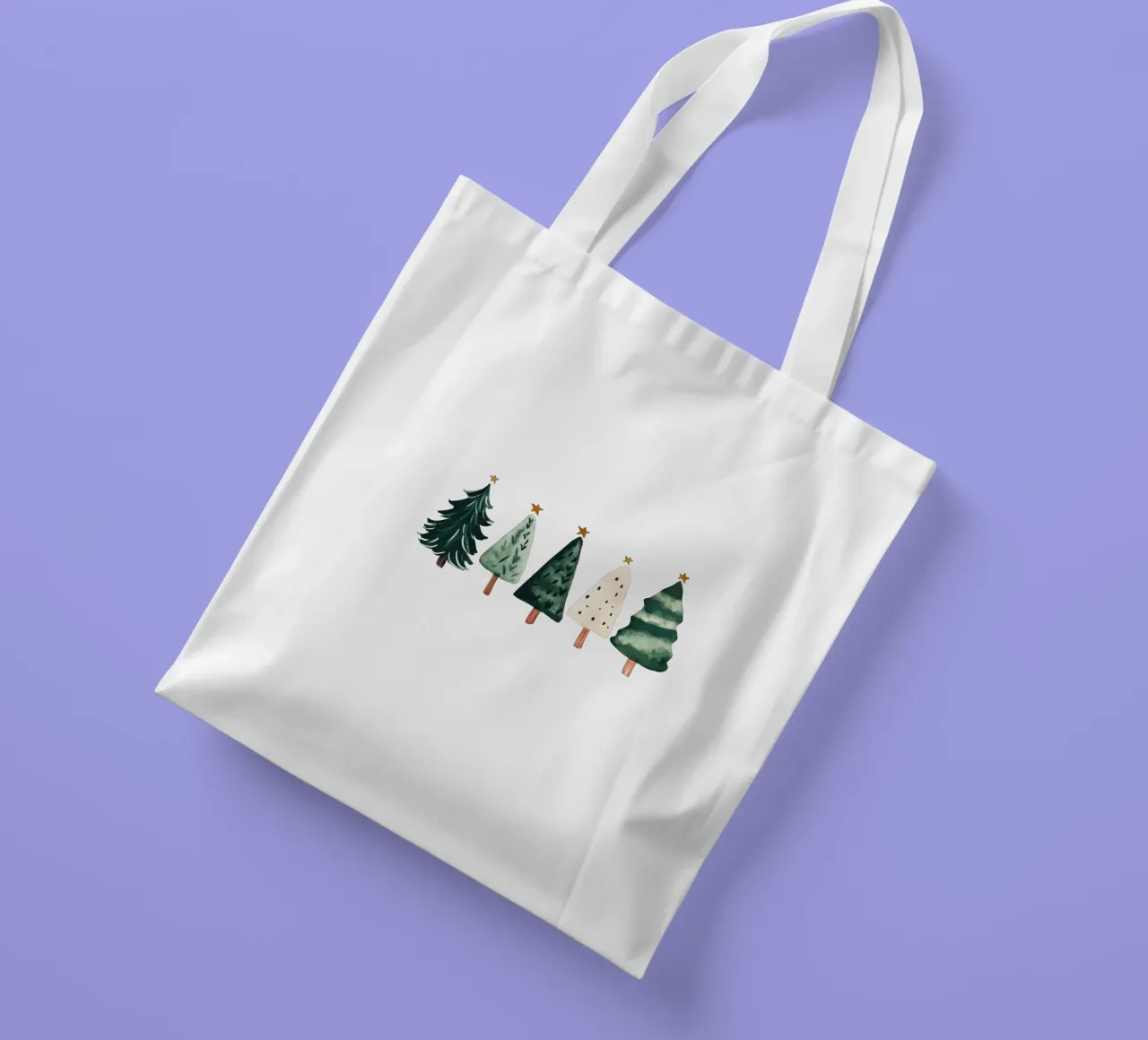 Cute Christmas Trees (Without Background) borsa in juta da treechild