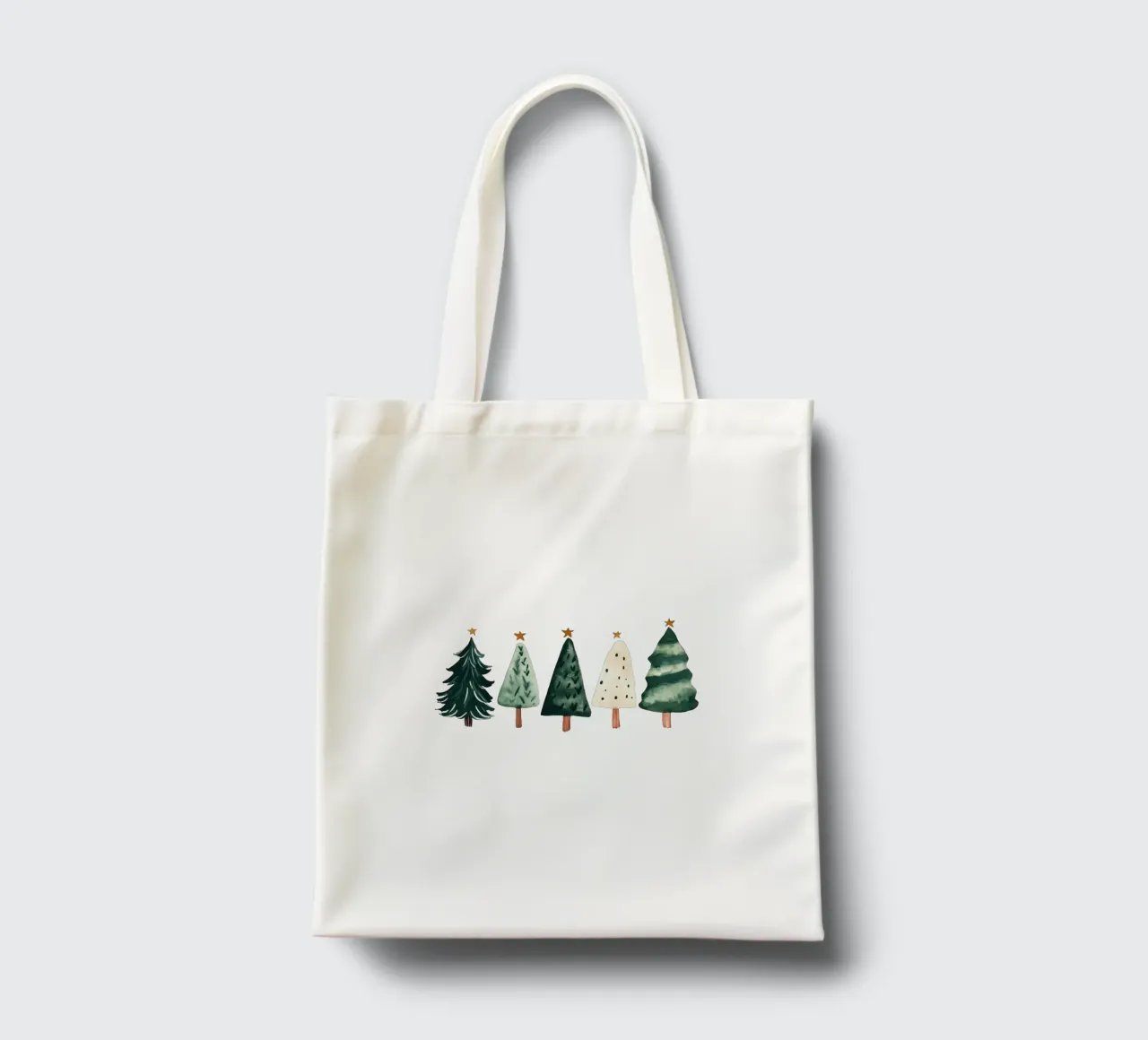 Cute Christmas Trees (Without Background) borsa in juta da treechild