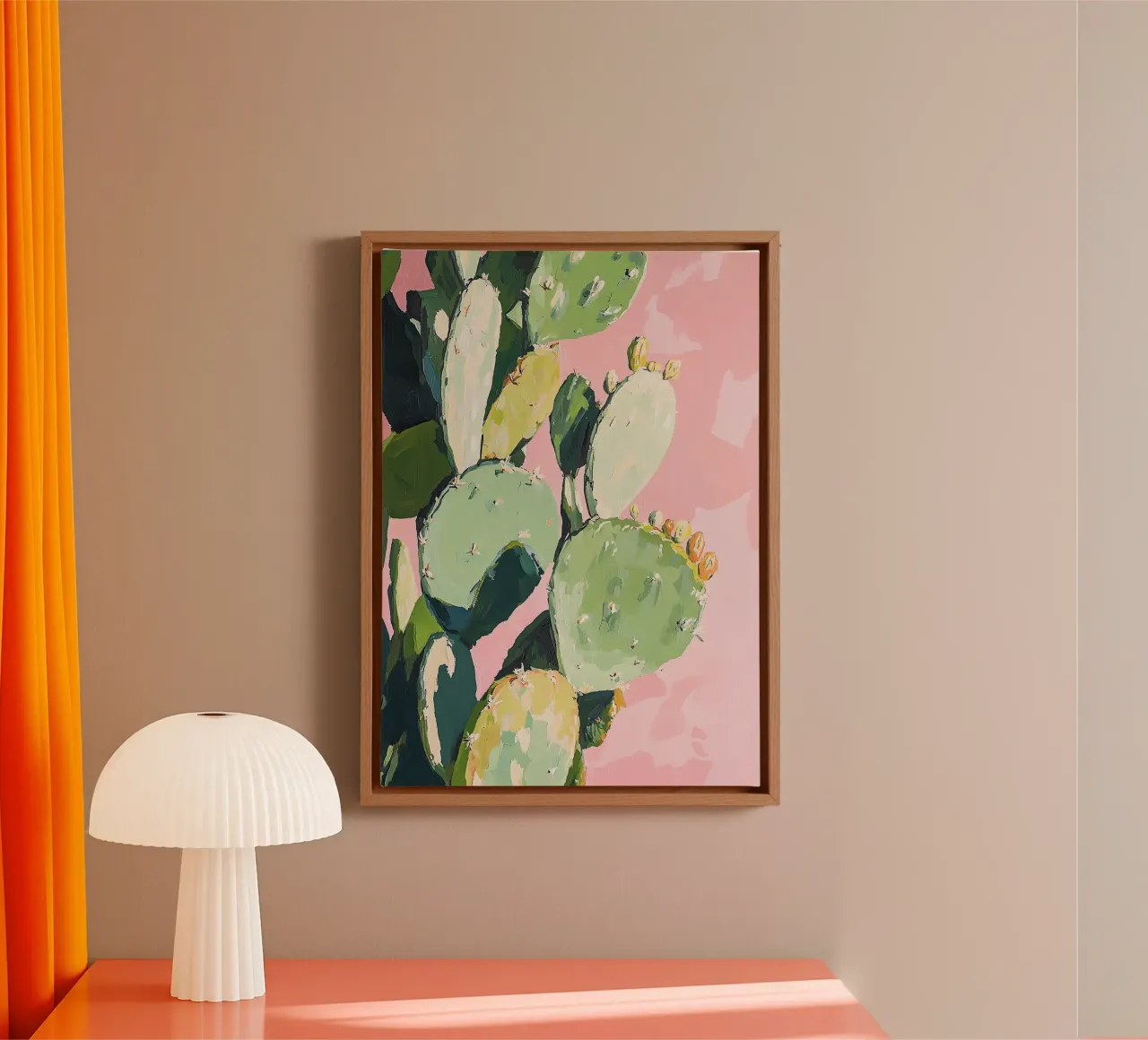 Cactus Rosa Preppy Botanico Dopamina Decor tela con Cornice a cassetta da Euphoria Theresa