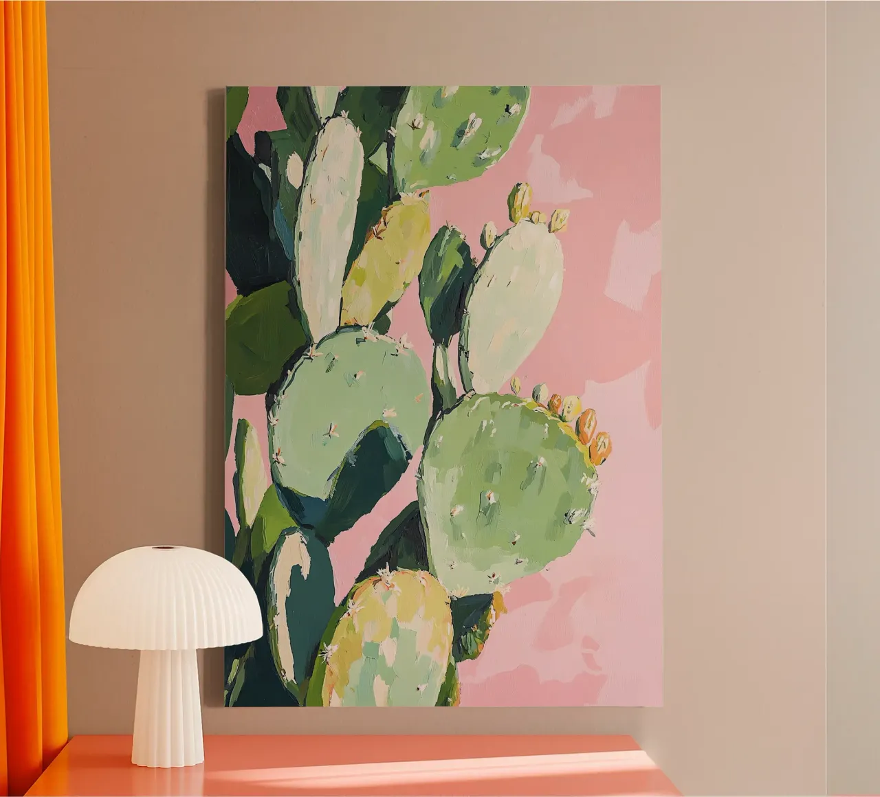 Cactus Rosa Preppy Botanico Dopamina Decor tela con Cornice a cassetta da Euphoria Theresa