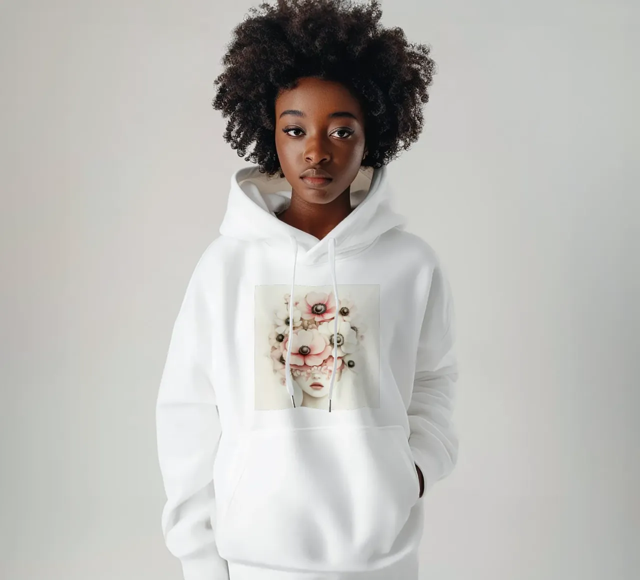 Ragazza incantevole con fiori felpa con cappuccio da Modern Muse
