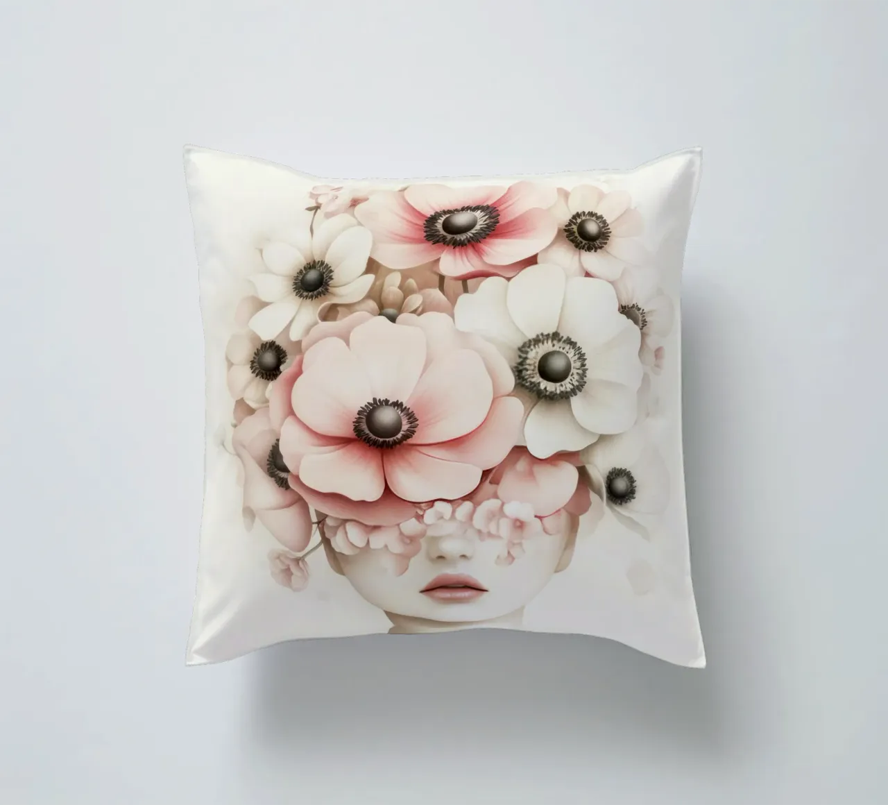 Ragazza incantevole con fiori cuscino da Modern Muse