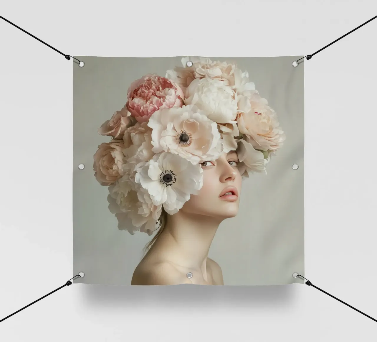 Giovane ragazza con fiori sulla testa telo in pvc da Modern Muse