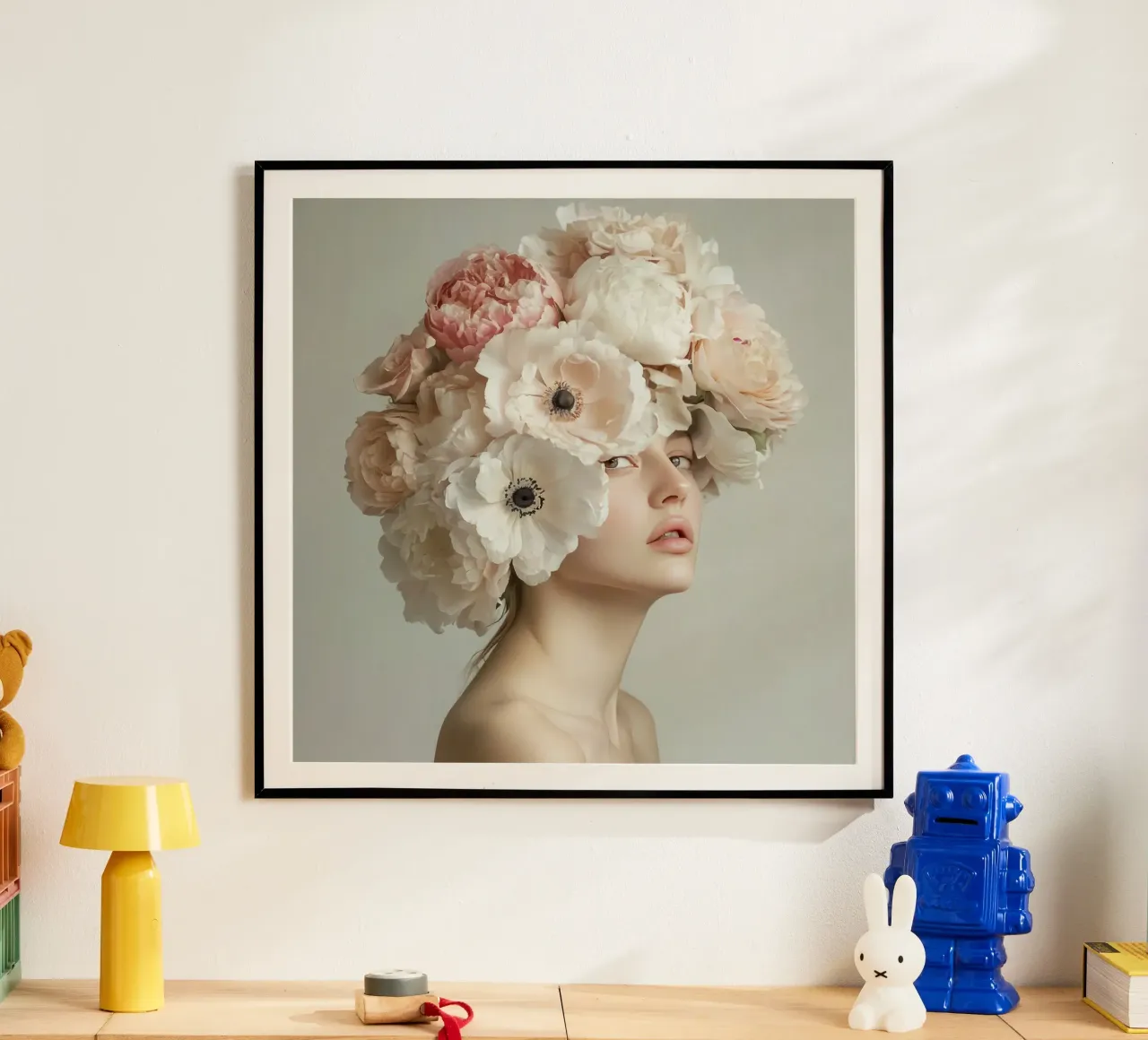 Giovane ragazza con fiori sulla testa carta hahnemühle da Modern Muse