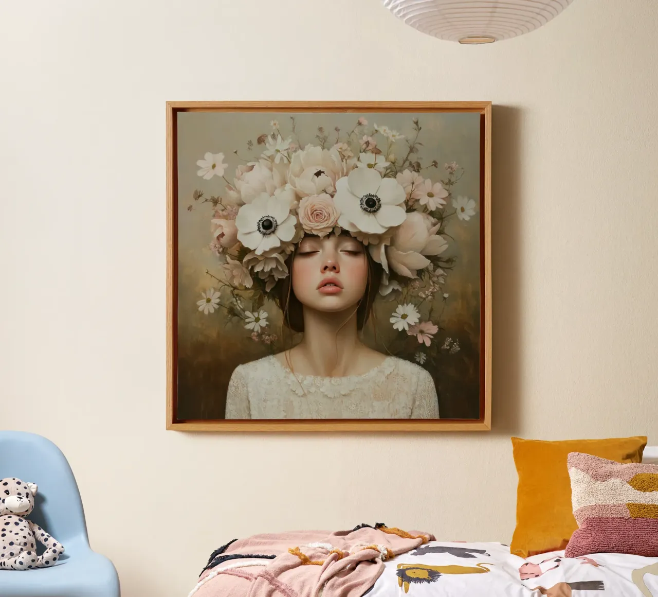 Ragazza dei fiori tela con Cornice a cassetta da Modern Muse