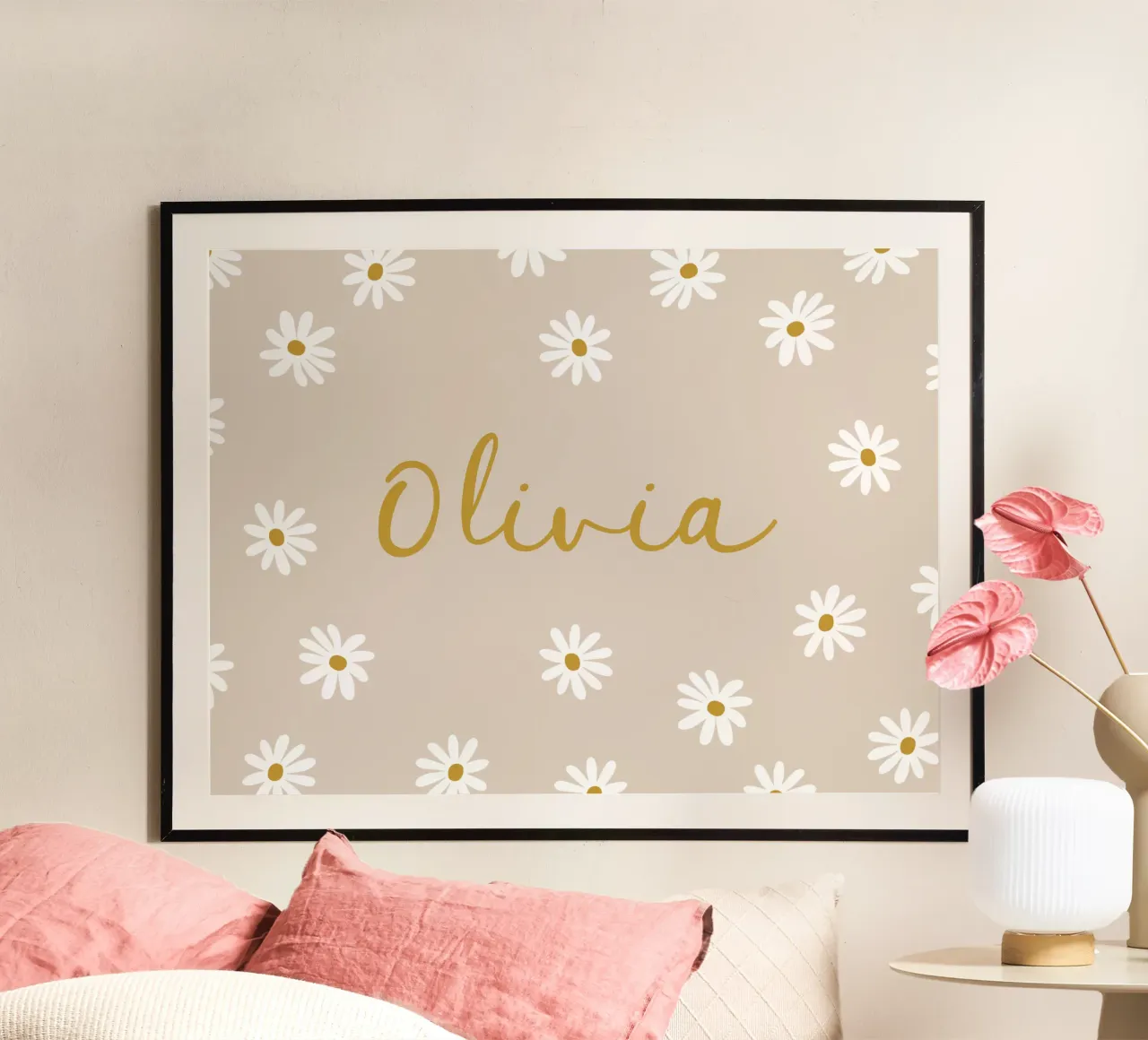 Namensbild Gänseblümchen poster con telaio in alluminio da Ohkimiko