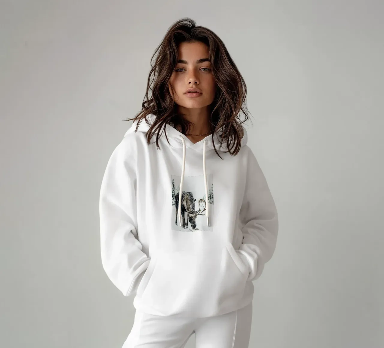 Alce invernale design natura felpa con cappuccio da Whole©